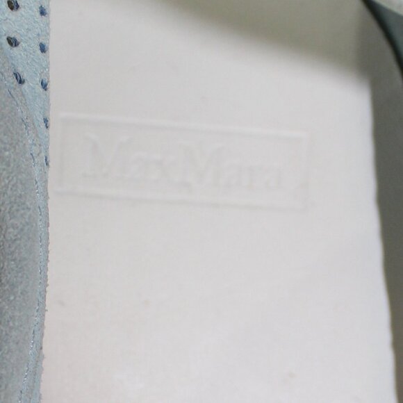 MaxMara Italian Suede Sneakers Blue lace up in perforated leather size 39/ 8.5 - Picture 7 of 8